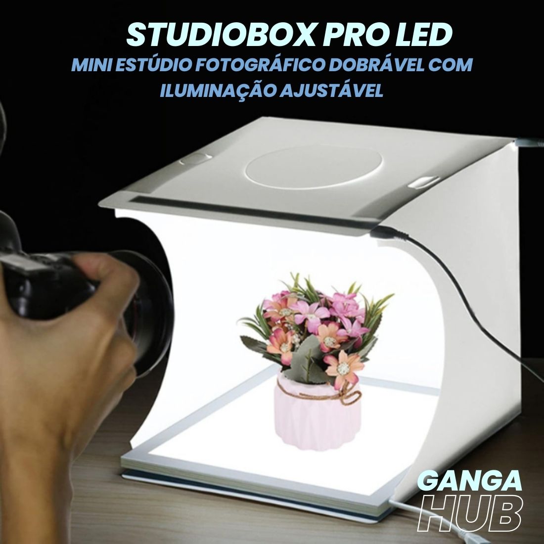 StudioBox Pro LED - Mini Estúdio Fotográfico Dobrável com Iluminação Ajustável