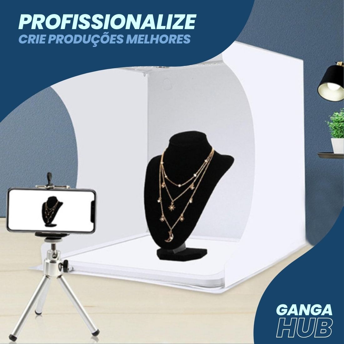 StudioBox Pro LED - Mini Estúdio Fotográfico Dobrável com Iluminação Ajustável