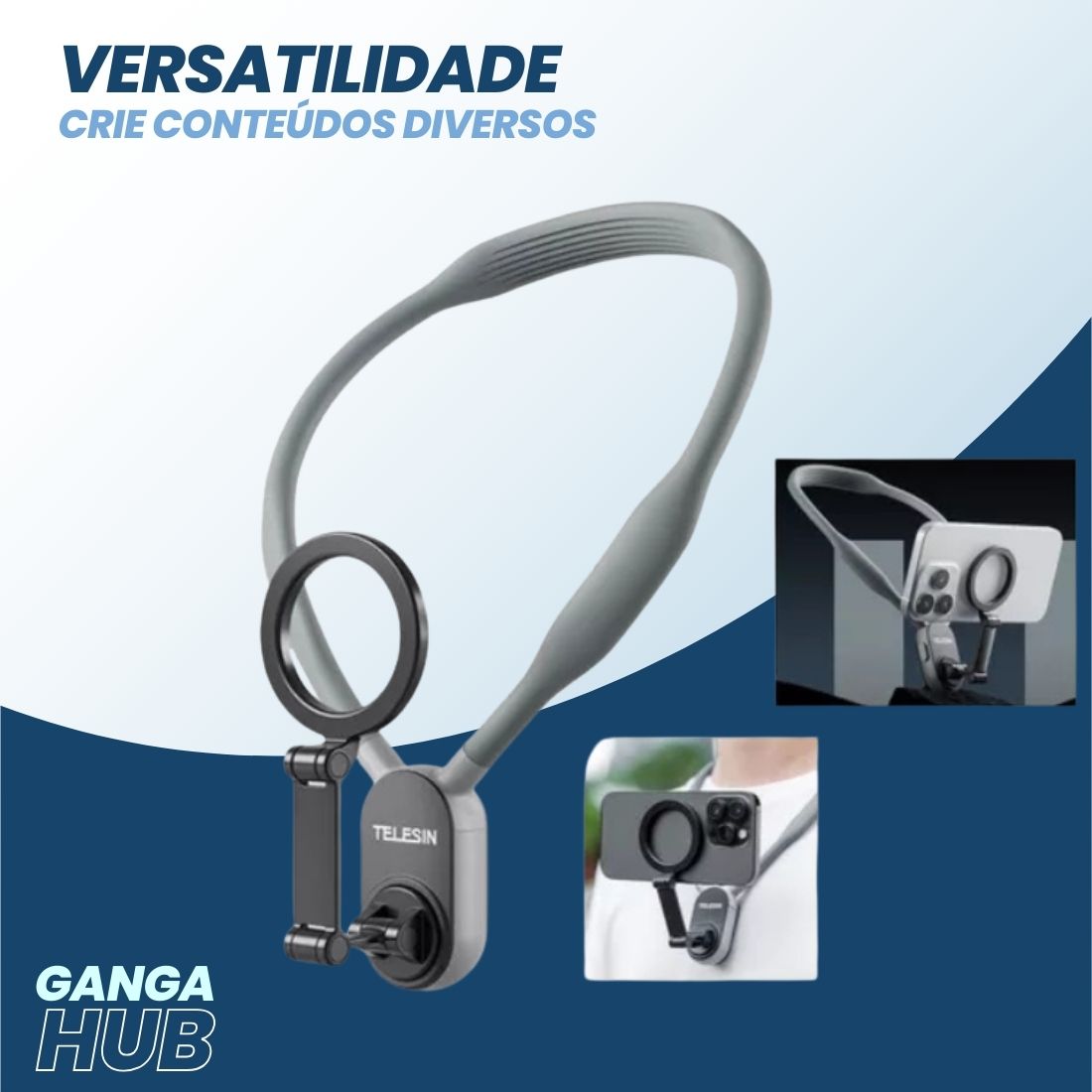 Suporte de Pescoço Magnético com Ajuste de Ângulo para Celular