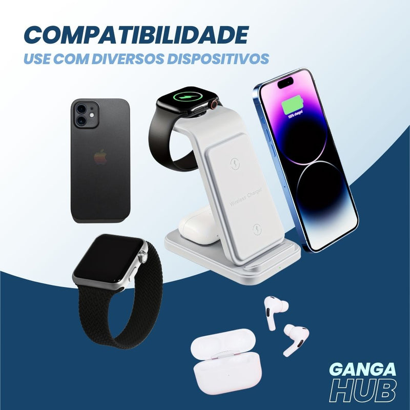 TriPower Dock - Carregue iPhone, AirPods e Apple Watch ao mesmo tempo