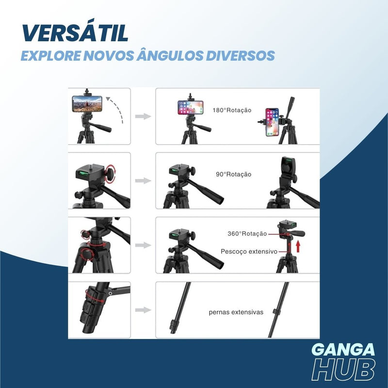 Aumente a qualidade das suas fotos e vídeos com o Tripé Octo 360. Design flexível, controle Bluetooth universal, e estrutura robusta em alumínio para estabilidade superior. Ideal para criadores de conteúdo. Descubra mais!