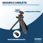 O Tripé para Teleprompter da Ganga Hub é ajustável de 15cm a 27cm, oferecendo suporte estável para suas gravações. Ideal para mesas, é compacto e versátil, sendo perfeito para profissionais que buscam um equipamento confiável para vídeos, webinars e vlogs. Garanta apresentações impecáveis e eleve a qualidade de suas transmissões com o suporte da Ganga Hub.