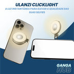 Selfies perfeitas com um clique! A Ulanzi ClickLight é a luz de selfie magnética MagSafe que ilumina seu rosto com um brilho suave e natural.