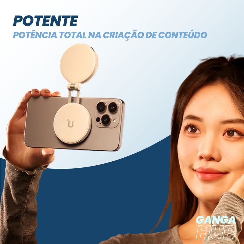 Selfies perfeitas com um clique! A Ulanzi ClickLight é a luz de selfie magnética MagSafe que ilumina seu rosto com um brilho suave e natural.