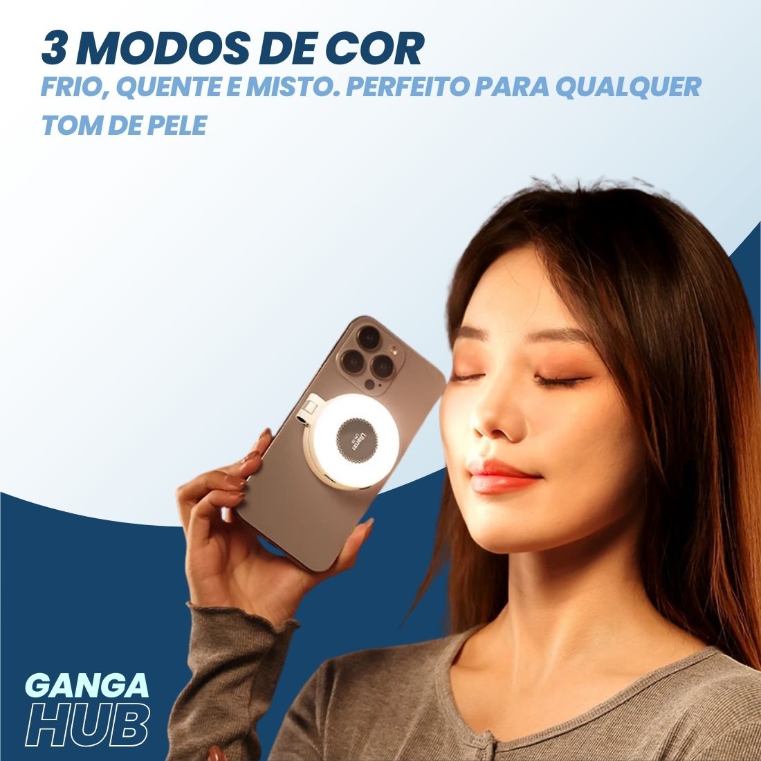 Selfies perfeitas com um clique! A Ulanzi ClickLight é a luz de selfie magnética MagSafe que ilumina seu rosto com um brilho suave e natural.