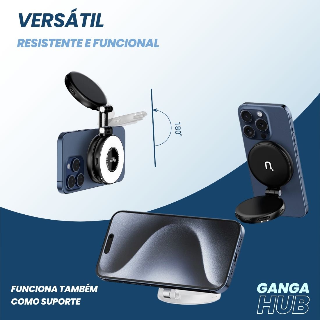 Selfies perfeitas com um clique! A Ulanzi ClickLight é a luz de selfie magnética MagSafe que ilumina seu rosto com um brilho suave e natural.