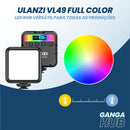 Ulanzi VL49 Full Color RGB LED - Painel de Luz Portátil e Compacto com Ajuste de HUE, Brilho e Temperatura de Cor para Fotografia e Videografia Profissional