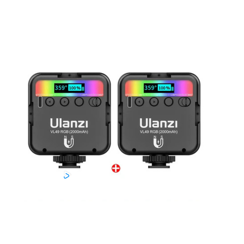 Ulanzi VL49 Full Color RGB LED - Painel de Luz Portátil e Compacto com Ajuste de HUE, Brilho e Temperatura de Cor para Fotografia e Videografia Profissional
