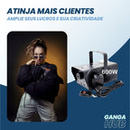 Máquina de fumaça VaporBlast RGB com 600W, LEDs coloridos, jato de 12s e controle remoto. Ideal para festas, shows e eventos com efeitos especiais.