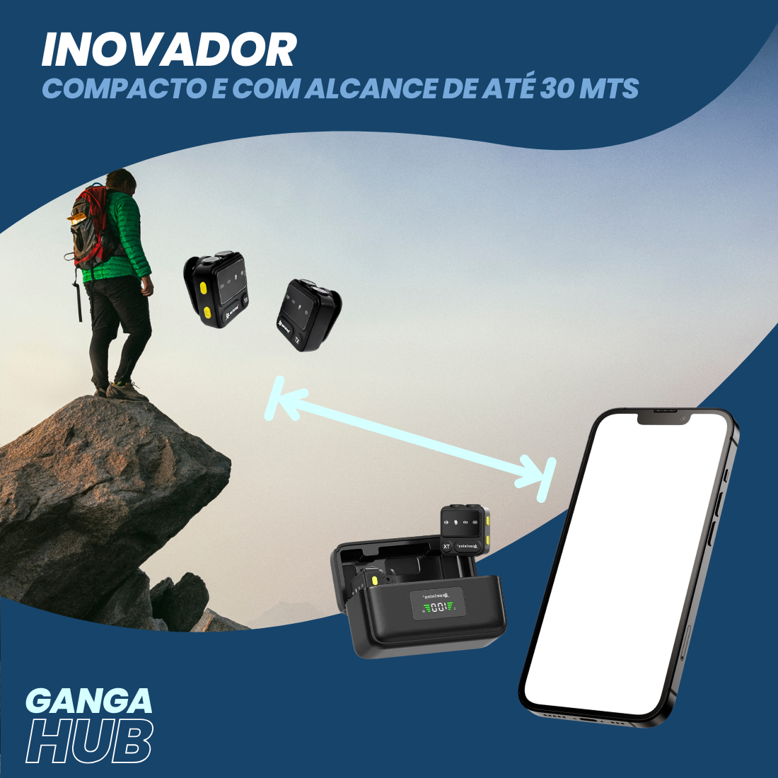 VersaMic Ultra - Microfone de Lapela com Isolamento de Ruído e Alcance de 30m