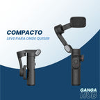 Estabilizador de smartphone VibeGimbal STB com luz RGB removível, tripé, e suporte para filmagens com 3 eixos, ideal para vídeos criativos e vlogs.