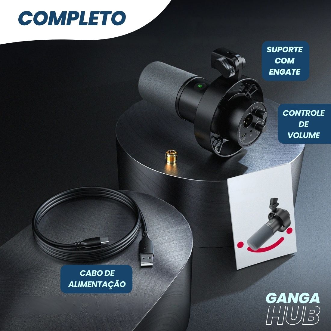 VocalPro K688W - Microfone USB/XLR Som limpo, profissional e pronto para qualquer estúdio