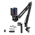 VoiceHub RGB - Microfone USB Condensador Avançado com Iluminação RGB Dinâmica e Braço Articulado, Ideal para Streaming, Jogos, e Podcasting. Experimente Áudio de Alta Qualidade e Visual Moderno com o VoiceHub RGB Disponível na Gangahub, Seu Hub de Soluções para Criação de Conteúdo Profissional