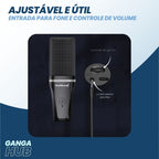 VoiceHub RGB - Microfone USB Condensador Avançado com Iluminação RGB Dinâmica e Braço Articulado, Ideal para Streaming, Jogos, e Podcasting. Experimente Áudio de Alta Qualidade e Visual Moderno com o VoiceHub RGB Disponível na Gangahub, Seu Hub de Soluções para Criação de Conteúdo Profissional