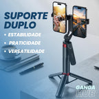 Bastão Selfie Tripé Suporte Duplo Creator Duo 180 para 2 Celulares Bluetooth com Controle Remoto e Bateria Recarregavel